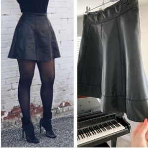 Black Leather Flare Skirt